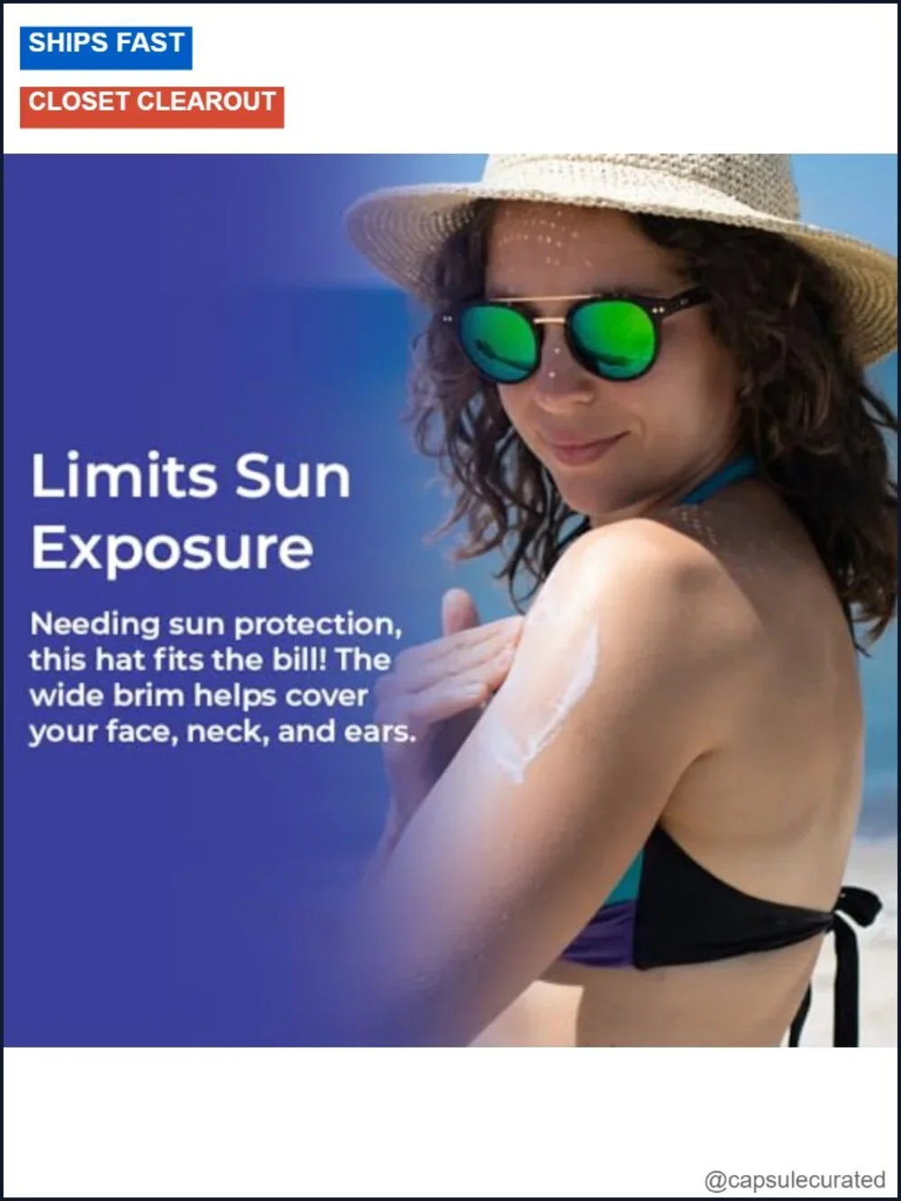 Wide Brim Straw Sun Hat Foldable Packable Beach Floppy Women Summer